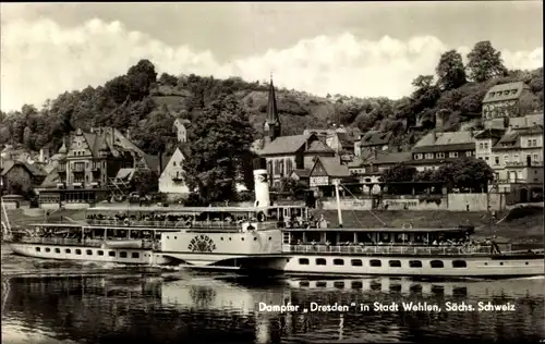 Ak Wehlen Sächs. Schweiz, Salondampfer Dresden, Elbe