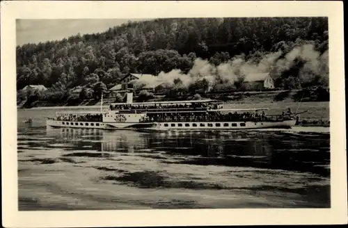 Ak Rathen an der Elbe Sächsische Schweiz, Elbdampfer Leipzig, Teilansicht