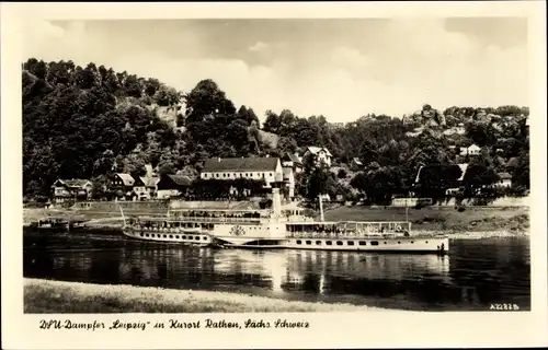 Ak Rathen an der Elbe Sächsische Schweiz, DSU Dampfer Leipzig