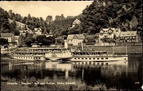 Ak Rathen an der Elbe Sächsische Schweiz, Dampfer Dresden