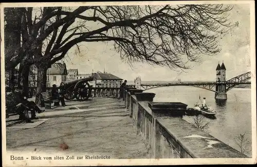 Ak Bonn am Rhein, Blick vom alten Zoll zur Rheinbrücke