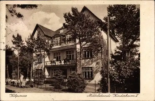 Ak Kölpinsee Loddin auf Usedom, Mittelstands Kinderheim II, Wegpartie, Kindergruppe