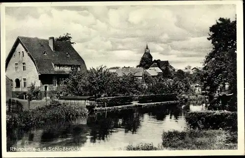 Ak Altruppin Neuruppin in Brandenburg, Rhinpartie a. d. Schlossbrücke