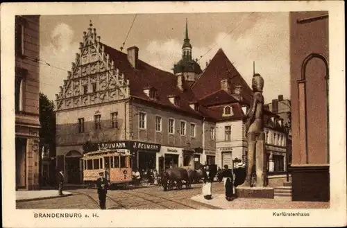 Ak Brandenburg an der Havel, Kurfürstenhaus, Straßenbahn