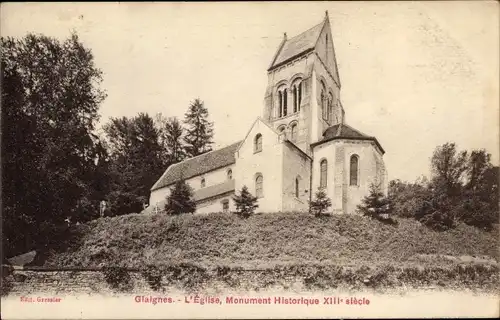 Ak Glaignes Oise, L'Eglise