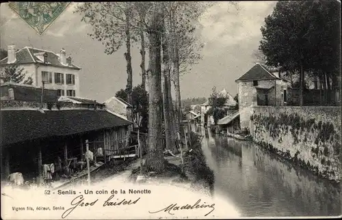 Ak Senlis Oise, Un coin de la Nonette