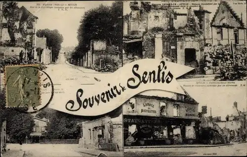 Ak Senlis Oise, Kriegszerstörungen I. WK, Ortsansichten