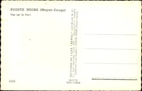 Ak Pointe Noire Republik Kongo, Vue sur le Port