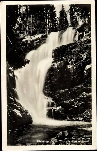 Ak Szklarska Poręba Schreiberhau Riesengebirge Schlesien, Zackelklamm, Zackelfall