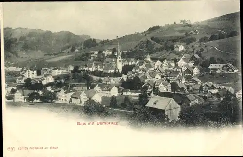 Ak Gais Kanton Appenzell Ausserrhoden Schweiz, Panorama mit Bernbrugg