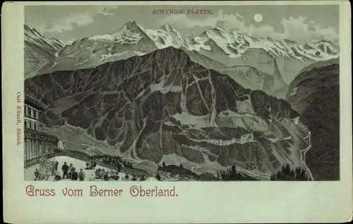 Mondschein Litho Schynige Platte Kanton Bern, Teilansicht