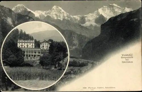 Ak Interlaken Kanton Bern Schweiz, Waldhotel Unspunnen am Rugenpark, Gebirgspartie