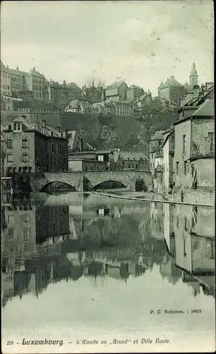 Ak Luxemburg Luxembourg, L'Alzette an "Grund" et Ville Haute