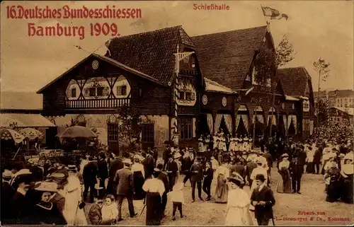 Ak Hamburg, 16. Deutsches Bundesschießen 1909, Schießhalle