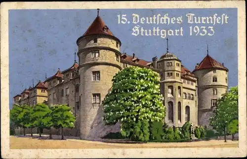 Künstler Ak Stuttgart in Württemberg, 15. Deutsches Turnfest 1933, altes Schloss