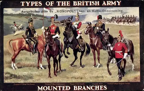 Künstler Ak Types of the British Army, Mounted Branches