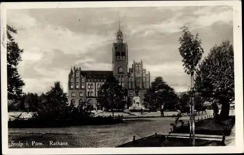 Ak Słupsk Stolp Pommern, Rathaus, Denkmal