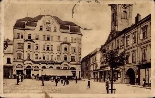 Ak Cieszyn Teschen Schlesien, Ratusz, Hotel pod Brunstnym Jeleniem, Rathaus, Brauner Hirsch