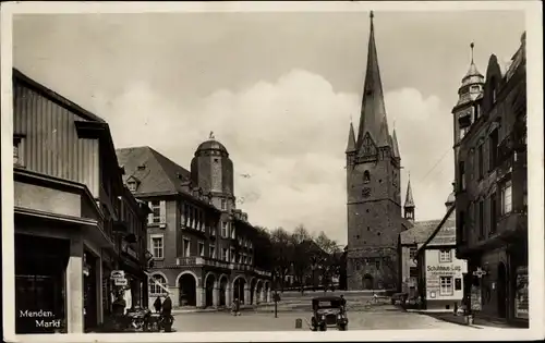 Ak Menden im Sauerland, Markt, Kirche