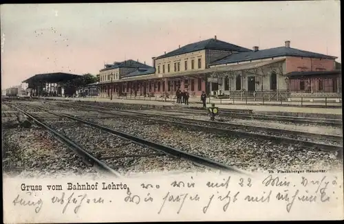 Ak Lehrte in Niedersachsen, Bahnhof, Gleisseite