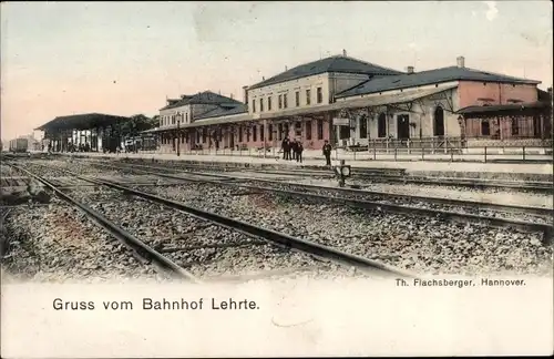 Ak Lehrte in Niedersachsen, Bahnhof, Gleisseite