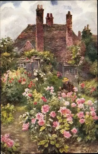 Künstler Ak Shelton, Cottage Gardens, Tucks, Nr. 10055