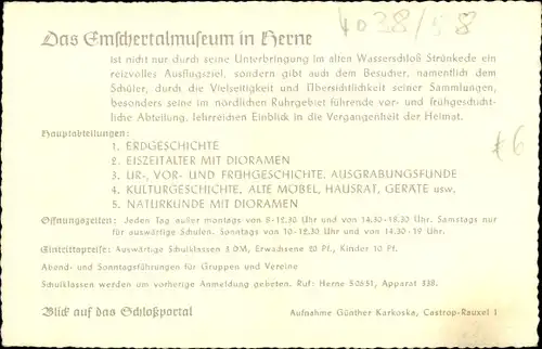 Ak Baukau Herne im Ruhrgebiet Westfalen, Schloss Strünkede, Emschertal Museum, Kindergruppe