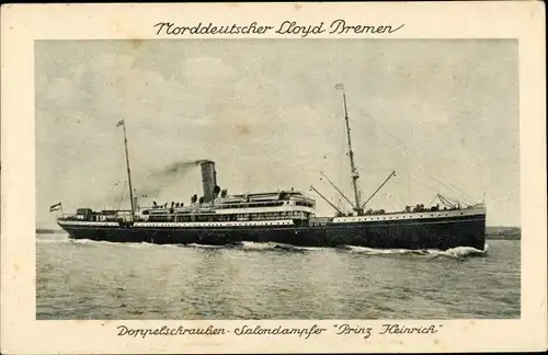 Ak Dampfer Prinz Heinrich, Nordd. Lloyd Bremen, Doppelschrauben Salondampfer