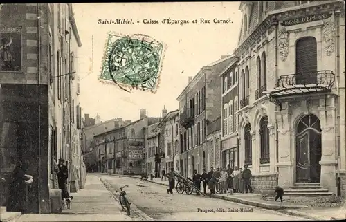Ak Saint Mihiel Meuse, Caisse d'Epargne et Rue Carnot