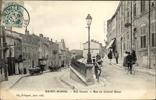 Ak Saint Mihiel Meuse, Rue Carnot, Rue du General Blaise