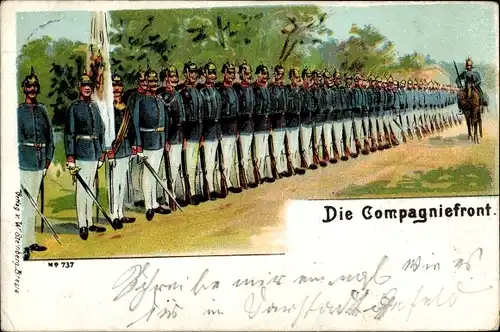 Litho Die Kompagniefront, Deutsche Soldaten in Uniformen