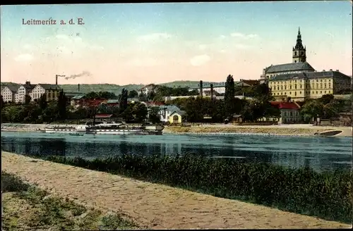 Ak Litoměřice Leitmeritz Region Aussig, Teilansicht mit Elbe