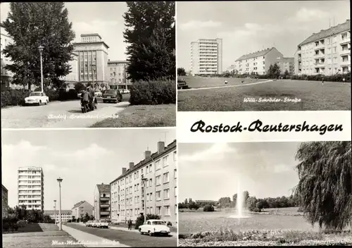 Ak Reutershagen Rostock, Rudolf Breitscheid Straße, Willi Schröder Straße, Max Maddelona Straße