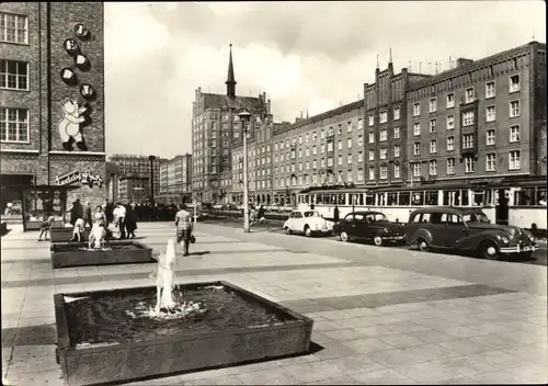 Ak Hansestadt Rostock, Lange Straße, Straßenbahn, Automobile