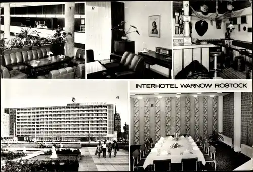 Ak Hansestadt Rostock, Interhotel Warnow, Empfangshalle, Boutique, Salon III, Appartement