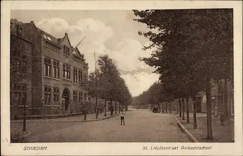 Ak Schiedam Südholland Niederlande, St. Liduinastraat Ambachtschool