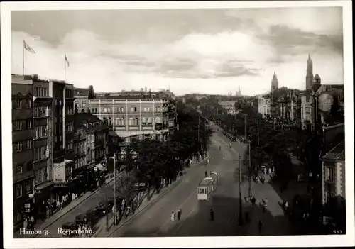 Ak Hamburg St. Pauli, Reeperbahn, Vogelperspektive, Straßenbahn