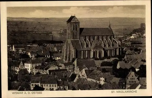 Ak Hansestadt Wismar, Teilansicht mit St. Nikolaikirche