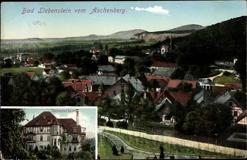 Ak Bad Liebenstein im Thüringer Wald, Blick vom Aschenberg, Sanatorium