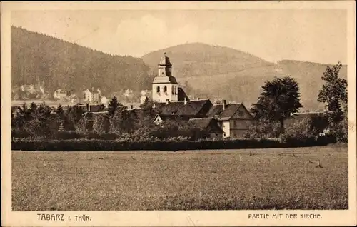 Ak Tabarz Thüringen, Partie mit der Kirche, Umgebung, Feld