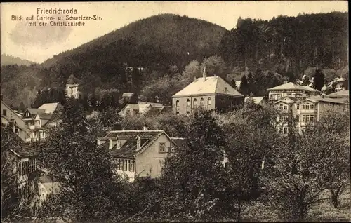 Ak Friedrichroda im Thüringer Wald, Gartenstraße und Schweizer Str., Christuskirche