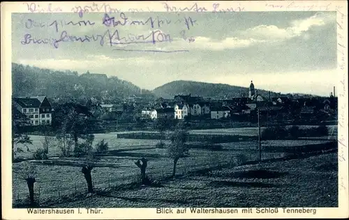 Ak Waltershausen in Thüringen, Teilansicht mit Schloss Tenneberg