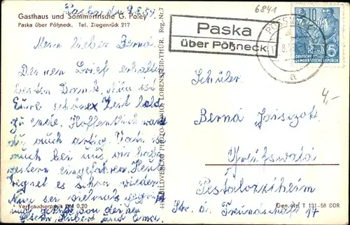 Ak Paska in Thüringen, Gasthaus G. Poley, Fachwerkhäuser