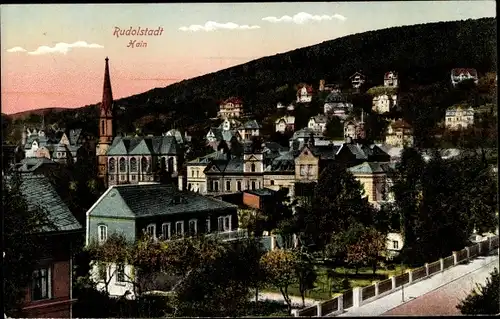 Ak Rudolstadt in Thüringen, Hain, Teilansicht der Ortschaft, Kirche