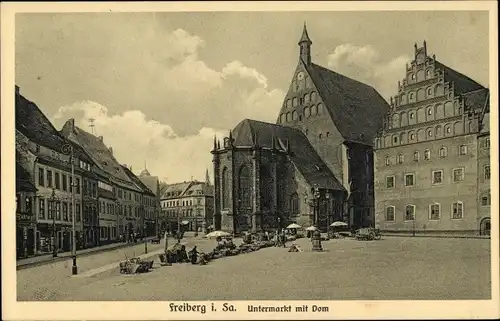Ak Freiberg in Sachsen, Untermarkt mit Dom