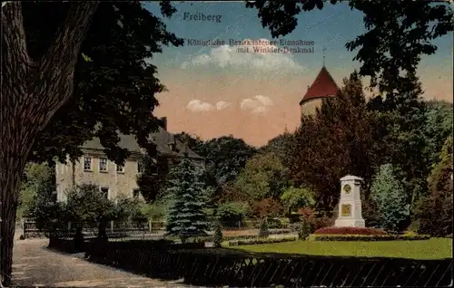 Ak Freiberg in Sachsen, Winkler Denkmal, Kgl. Bezirkssteuer Einnahme