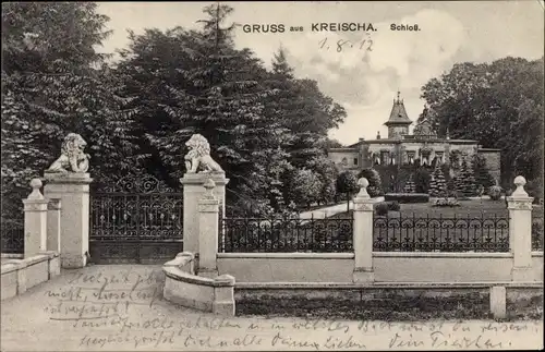 Ak Kreischa bei Dresden, Schloss, Eingangstor