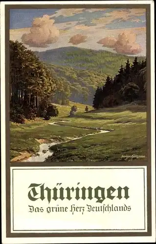 Künstler Ak Gotha in Thüringen, das grüne Herz Deutschlands, Landschaft