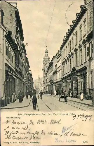 Ak Heidelberg am Neckar, Hauptstraße bei der Providenzkirche