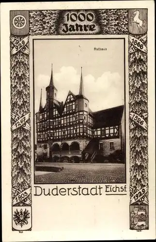 Passepartout Ak Duderstadt Eichsfeld Niedersachsen, Ansicht vom Rathaus, 1000jh Stadtfest